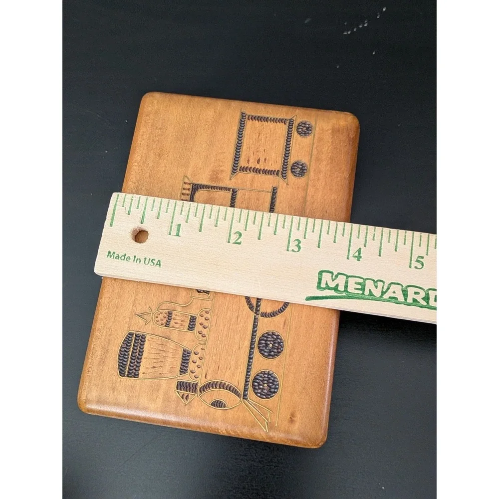Vintage Wooden Jewelry Box Trinket Box Etched Train Design Poland 5.5